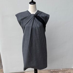 GUCCI Vintage Gray Mini Shift Dress w/Black Twist & pockets, Sz 42, US 6 Small